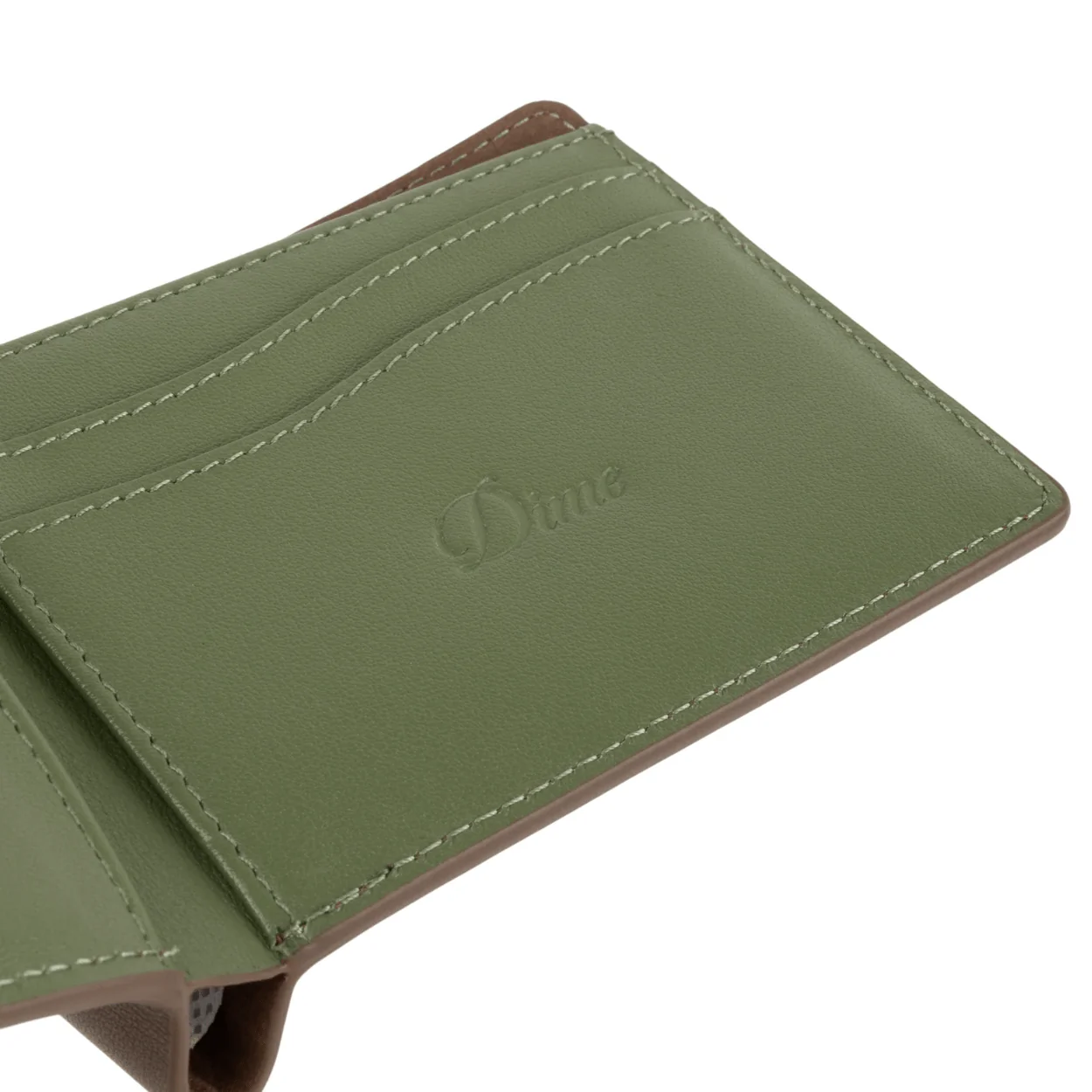 Dime MTL Classic Leather Wallet | Brown & Olive - Image 3