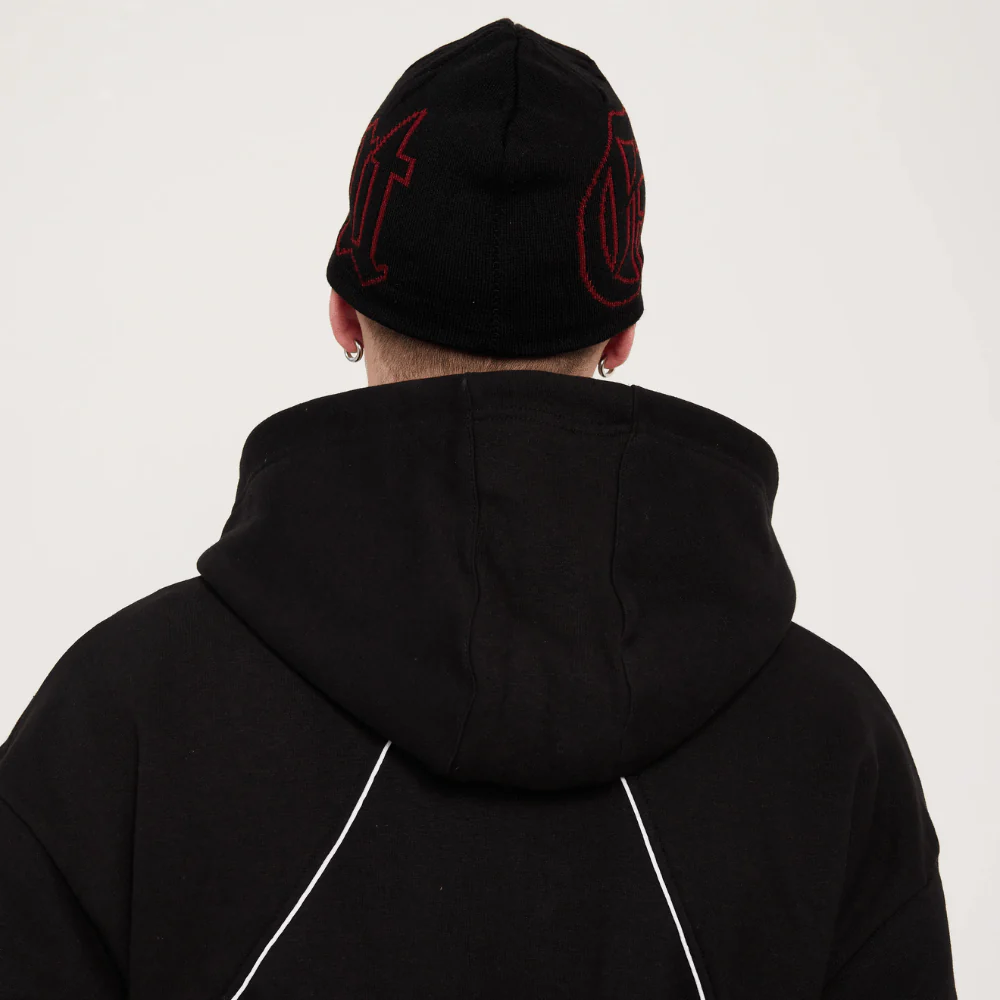GVNMNT Clothing Co Old English Beanie l Black & Red - Image 6