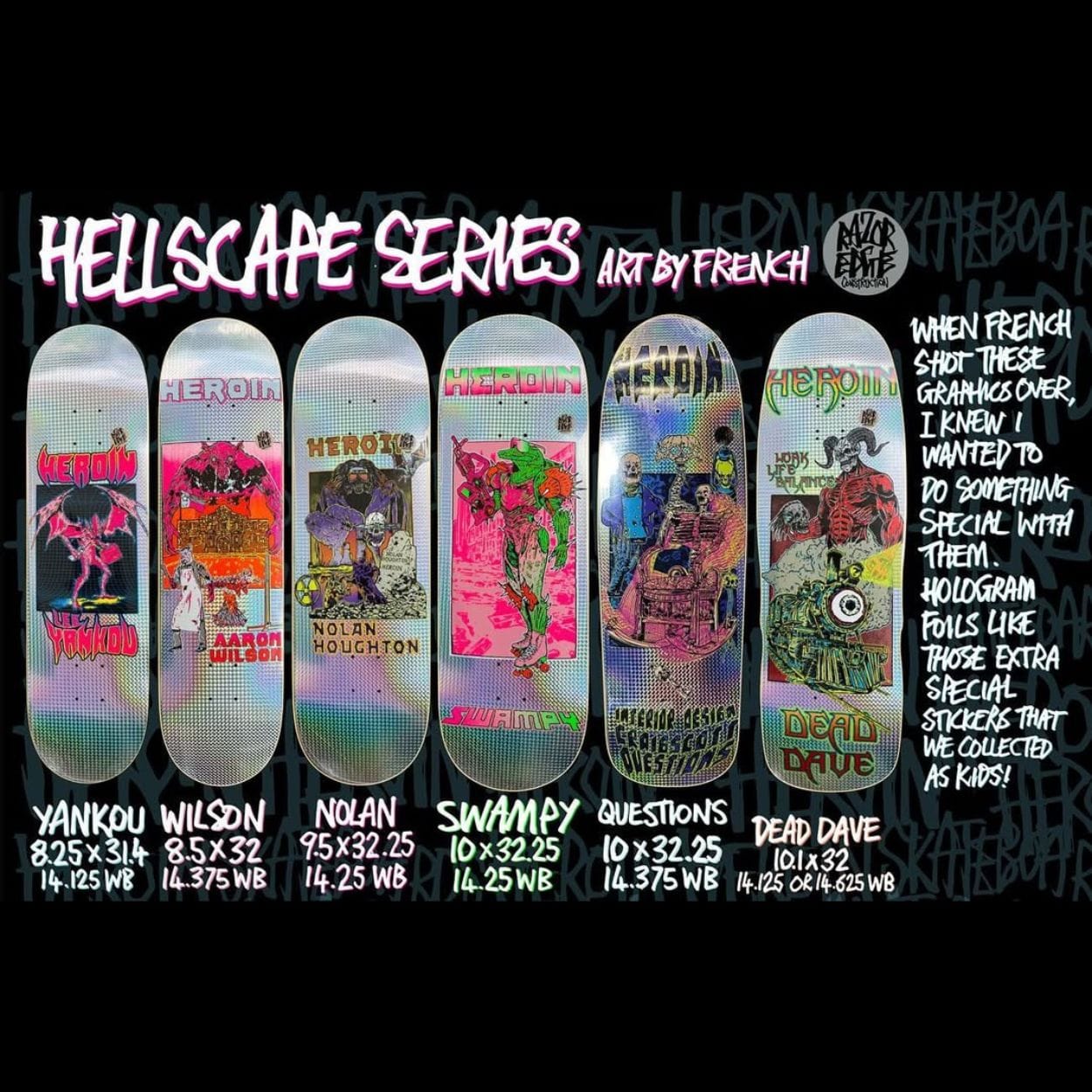 Heroin Dead Dave Hellscape Skateboard Deck | 10.1" - Image 5