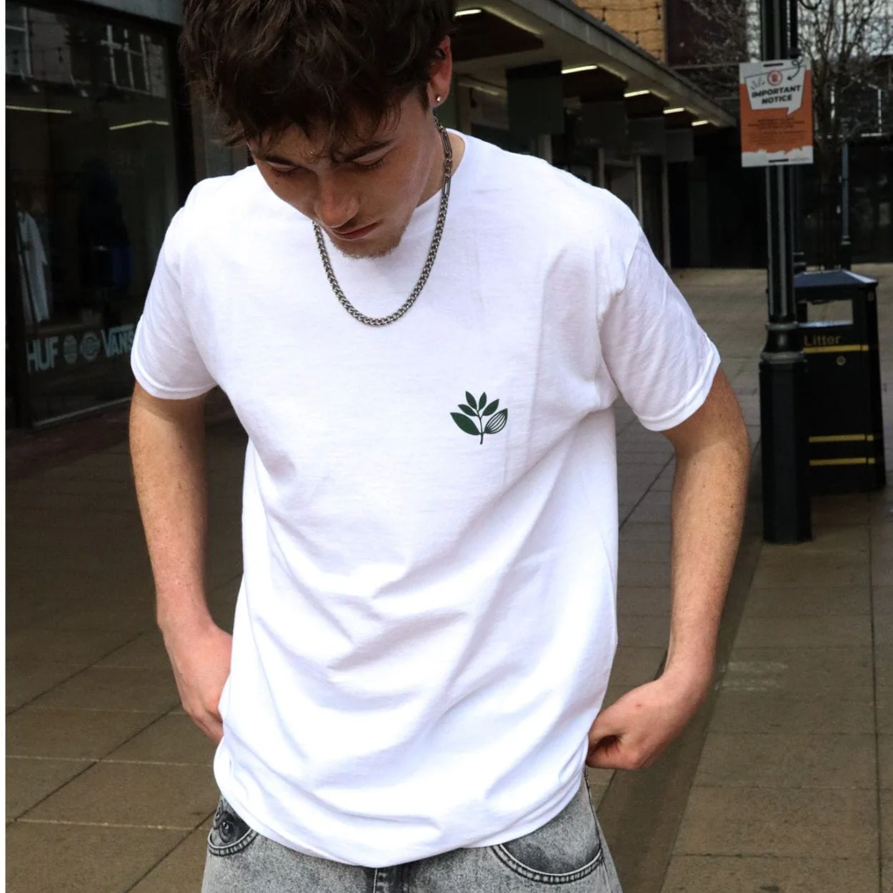 Magenta Skateboards Classic Plant T-Shirt | White - Image 5